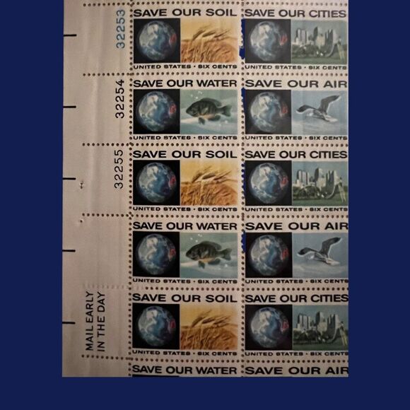 MNH 1970 Anti-Pollution 6c Sheet of 50 Stamps Scott #1410-13 - Picture 2 of 2